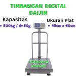 Timbangan Duduk Digital DAIJIN Kapasitas 500Kg Plat 45x60cm PAGAR