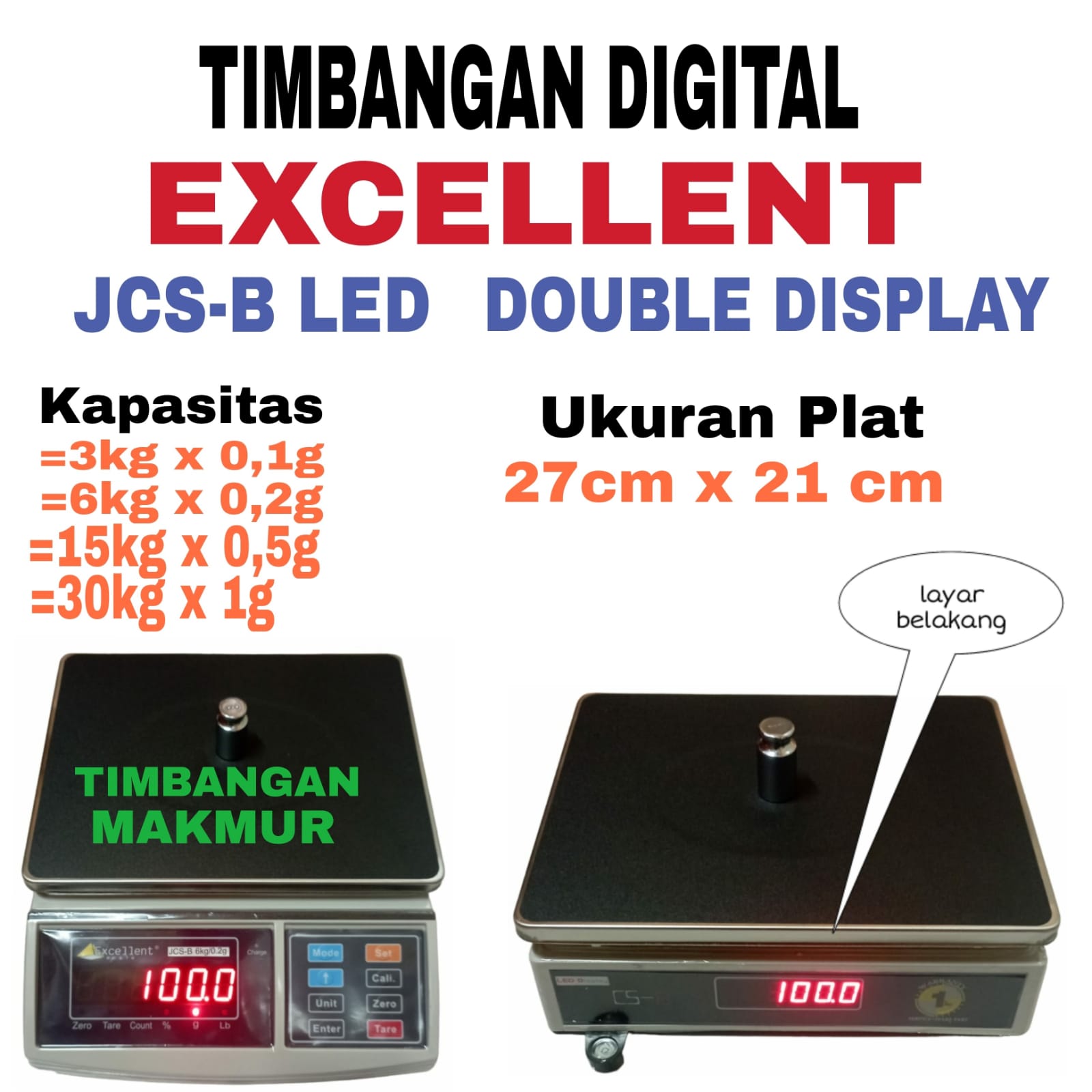 exc jcs b 1 Timbangan Digital Excellent JCS-B Series - Image 1